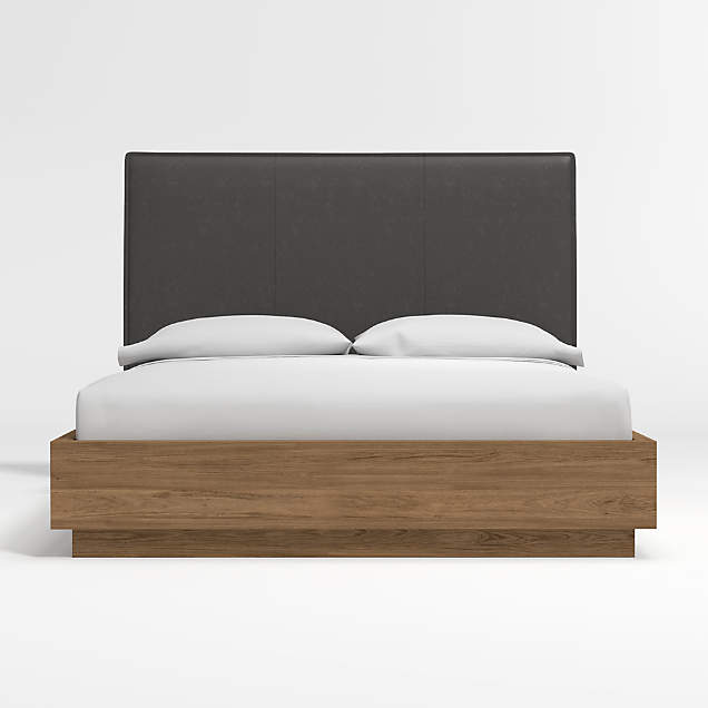 Oxford Leather King Bed + Reviews Crate & Barrel