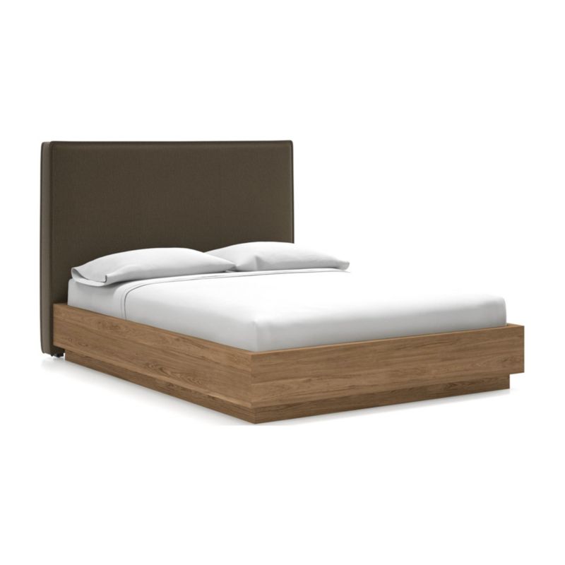 Flange Queen Headboard with Batten Plinth-Base Bed Bark