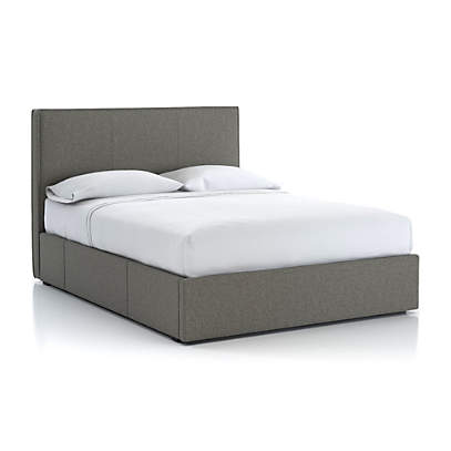Queen Upholstered Headboard With, Grey Material Bed Frame Queen