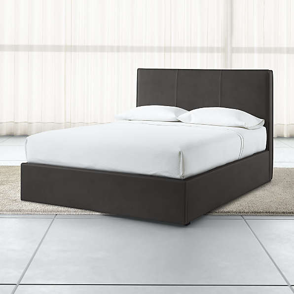 Leather Beds Crate And Barrel, Grey Suede Bed Frame Queen