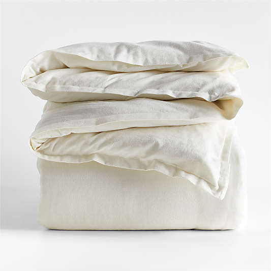 Organic Cotton Flannel Arctic Ivory Duvet Covers