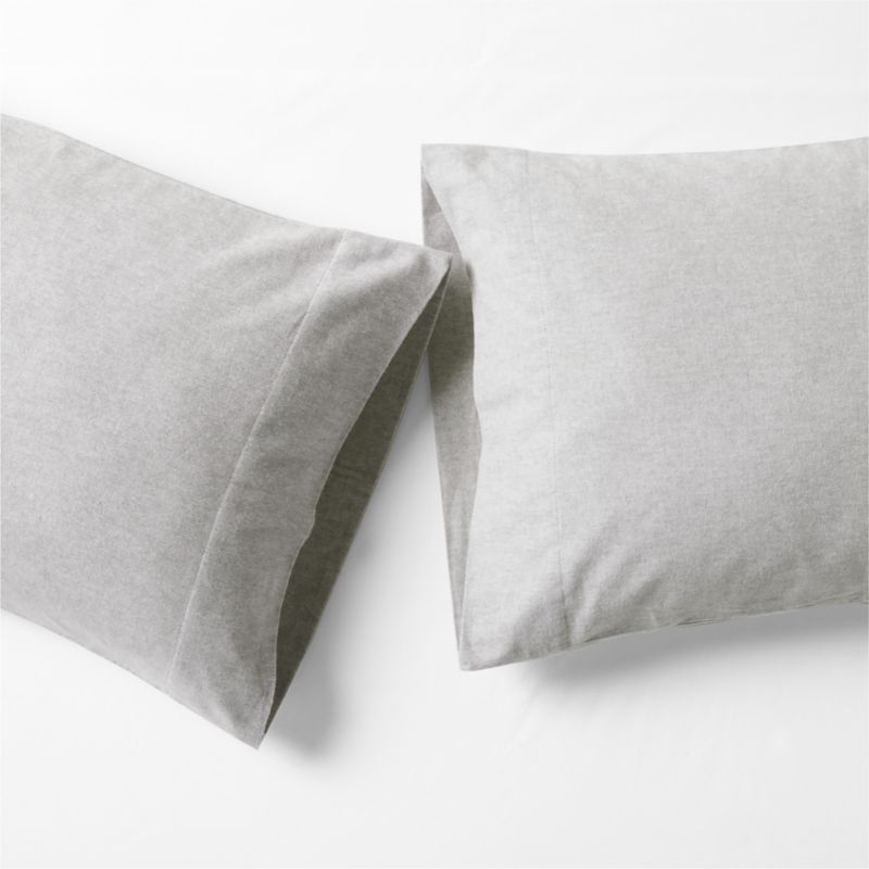 Cozysoft Organic Flannel Grey Queen Standard Pillowcases, Set of 2