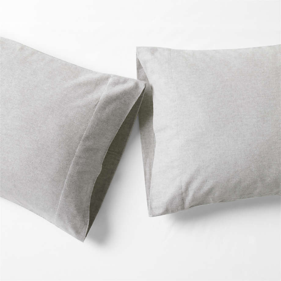 Organic Flannel Grey King Pillowcases, Set of 2 Crate & Barrel