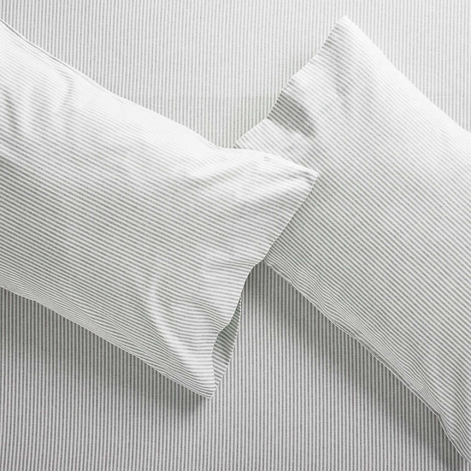 Stripe Flannel Pillowcases King, Set of 2 + Reviews Crate & Barrel