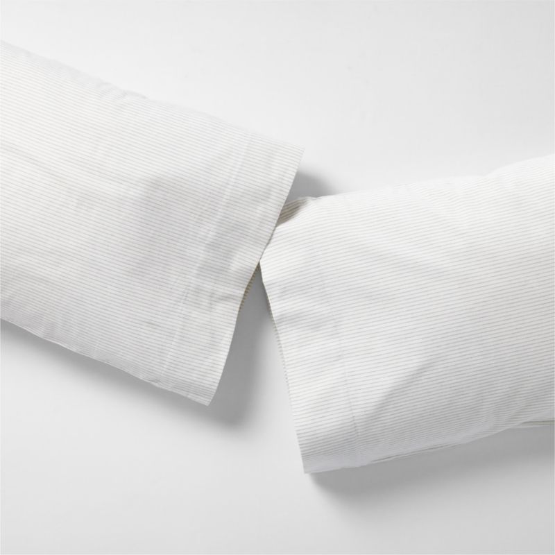 Cozysoft Organic Flannel Grey Stripe Standard Pillowcases, Set of 2