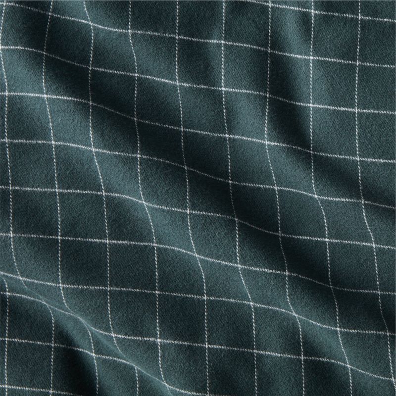 Cozysoft Organic Cotton Flannel Spruce Green Windowpane Full/Queen Duvet Cover