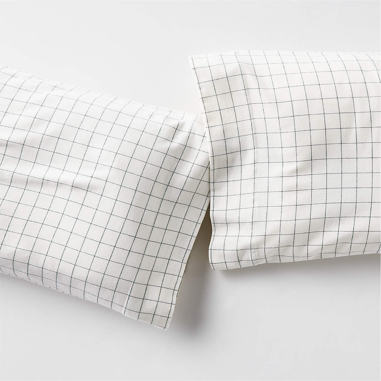 Organic Cotton Flannel Spruce Green Standard Windowpane Pillowcases