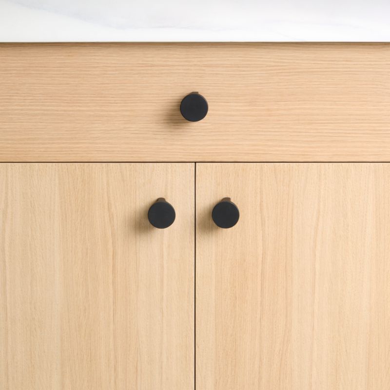 Flat Round Matte Black Cabinet Knob