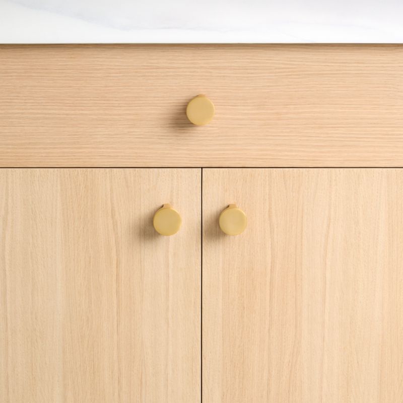 Flat Round Brushed Brass Cabinet Knob