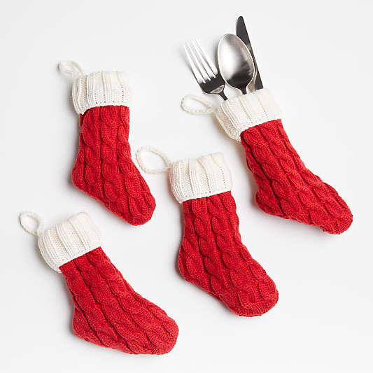 Christmas Stocking Silverware Holders, Set of 4