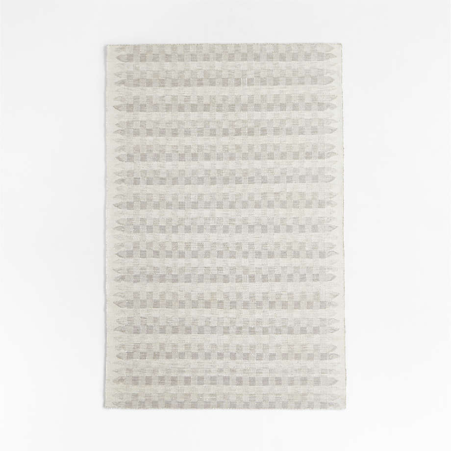 Flatweave Wool Checkerboard Warm Oat Grey Kids Area Rug 5x8 + Reviews