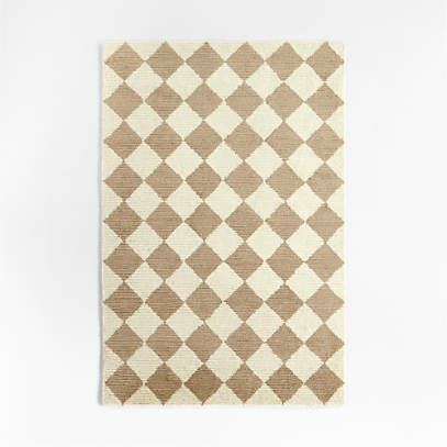 Imperfect Checkerboard Wool Calm Beige Kids Area Rug 8x10