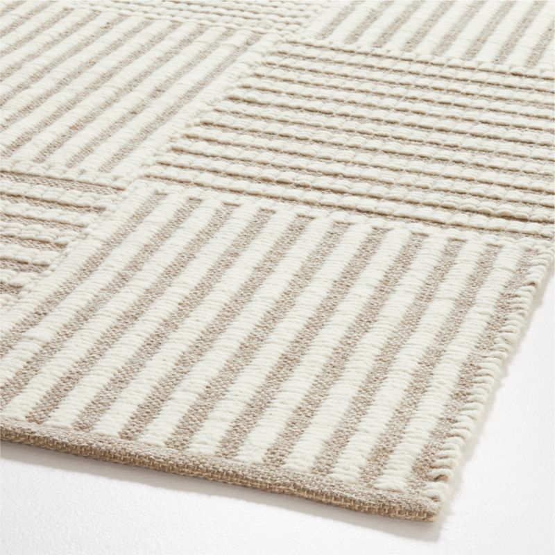 Flatweave Grid Wool and Cotton Dark Beige Kids 12"x18" Rug Swatch - image 5 of 6