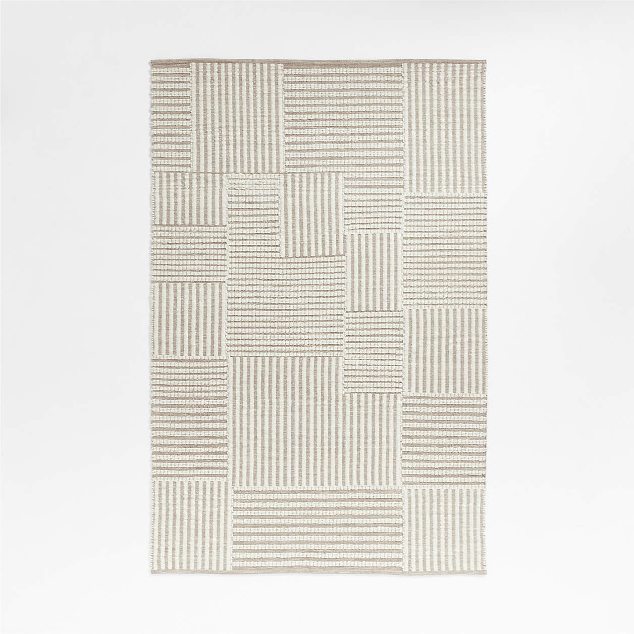 Flatweave Grid Wool and Cotton Dark Beige Kids Area Rug 8x10 | Crate & Kids