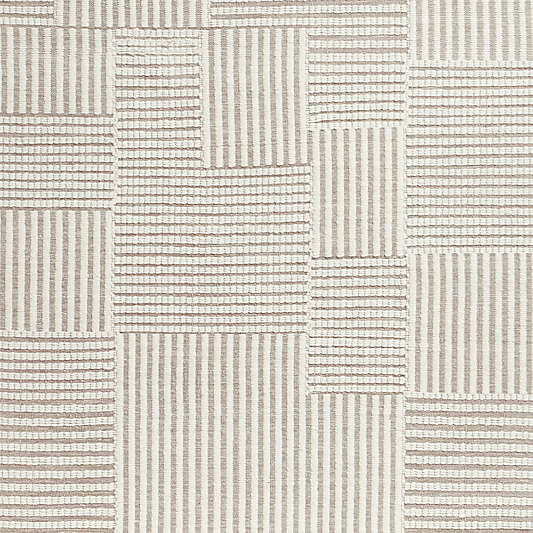 Flatweave Grid Wool and Cotton Dark Beige Kids Area Rug