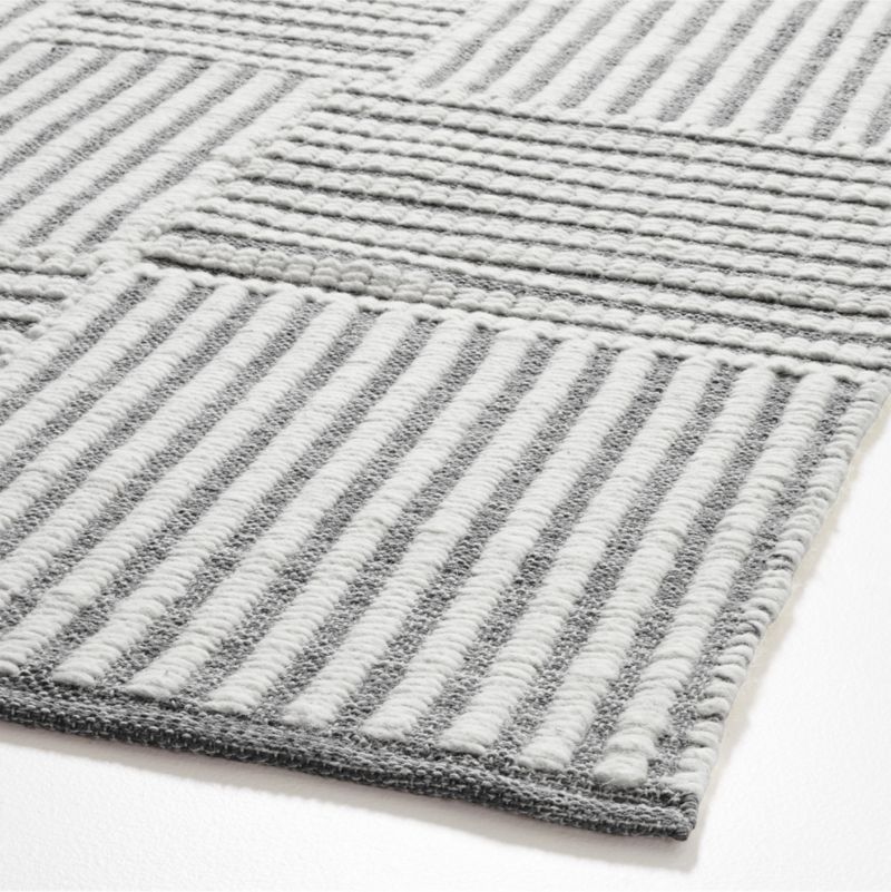 Flatweave Grid Wool and Cotton Light Grey Kids 12"x18" Rug Swatch - image 2 of 4