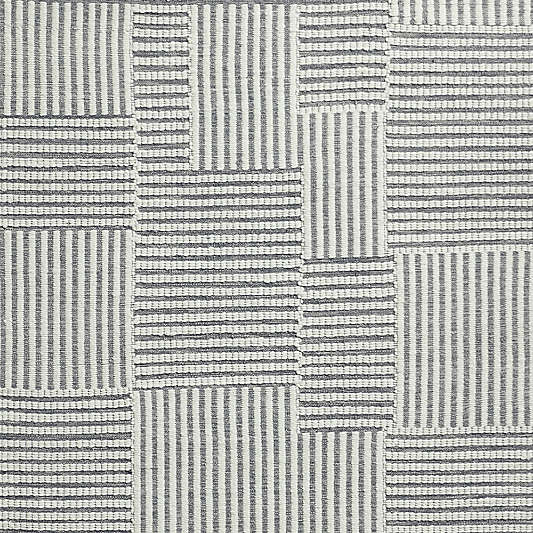 Flatweave Grid Wool and Cotton Light Grey Kids Area Rug 5'x8'