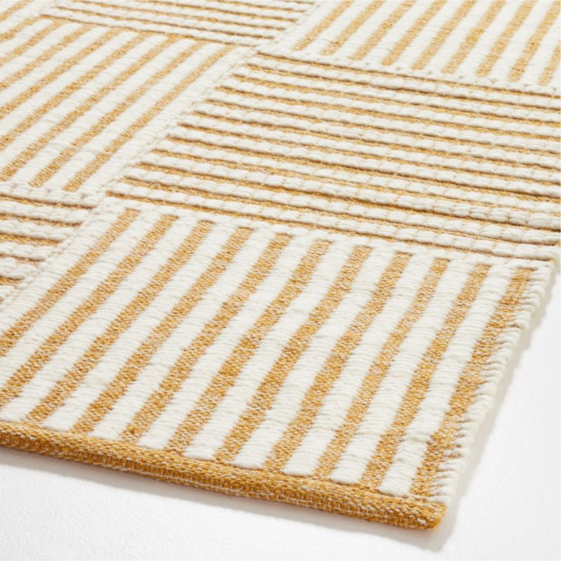 Flatweave Grid Wool and Cotton Yellow Kids 12"x18" Rug Swatch - image 9 of 10