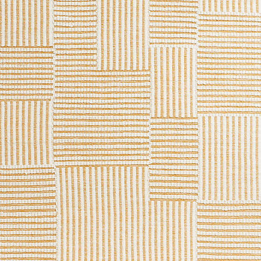 Flatweave Grid Wool and Cotton Yellow Kids Area Rug