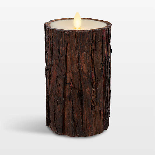 Flicker Flameless Large Bark Candle 3"x6.5"