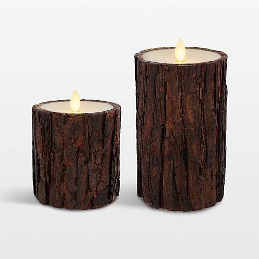 Flicker Flameless Large Bark Candle 3"x6.5"