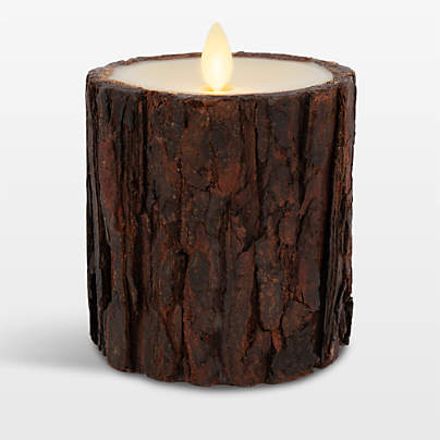 Flicker Flameless Small Bark Candle 3"x4.5"