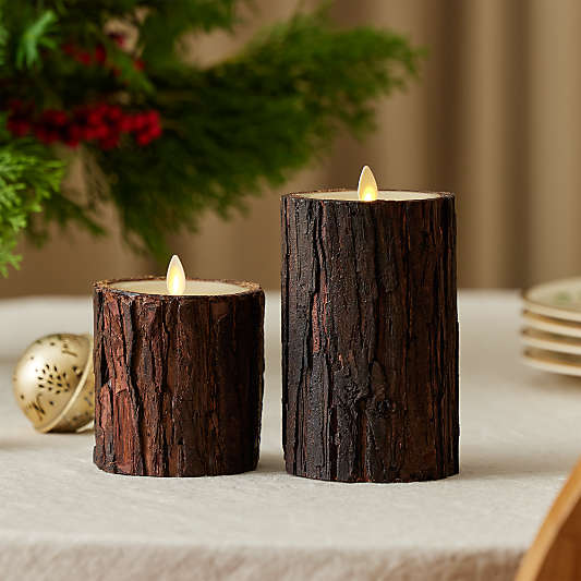 Flicker Flameless Large Bark Candle 3"x6.5"