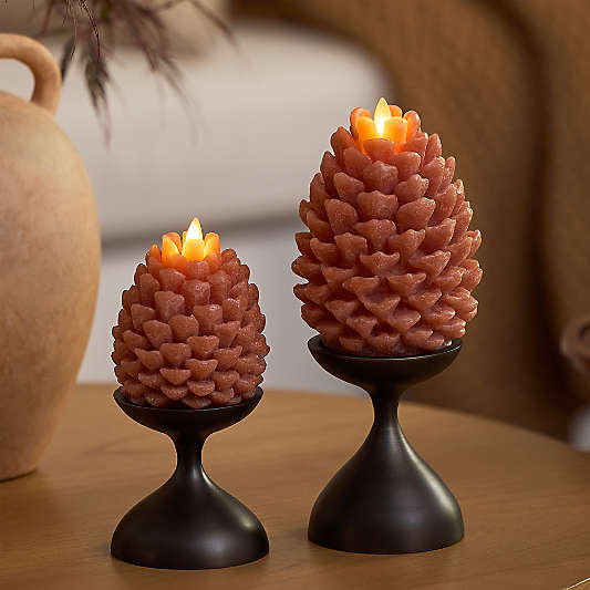 Flicker Flameless Large Caramel Cafe Pinecone 6"