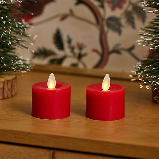 Flicker Flameless Red Tealight Candles, Set of 2