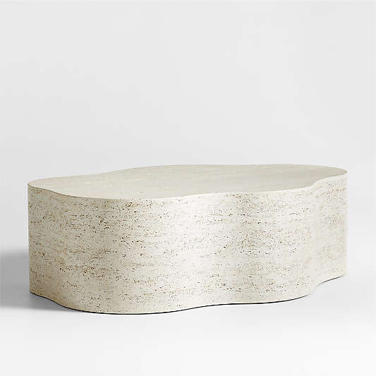 Fleur Faux Travertine Resin 52" Coffee Table