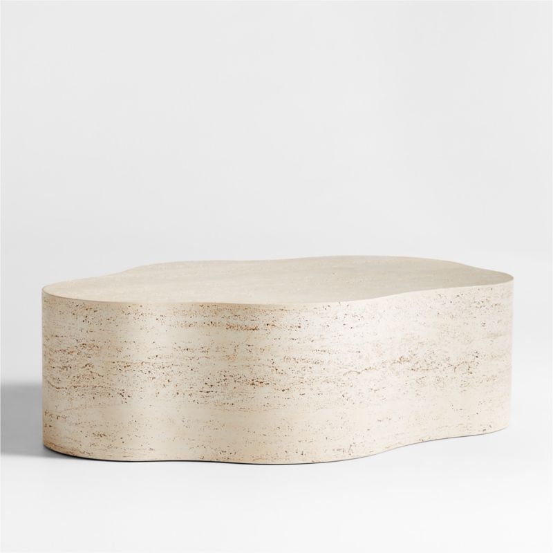 Fleur Faux Travertine Resin 52" Coffee Table - image 5 of 10