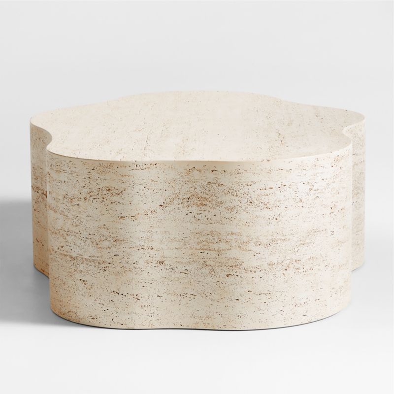 Fleur Faux Travertine Resin 52" Coffee Table - image 7 of 10