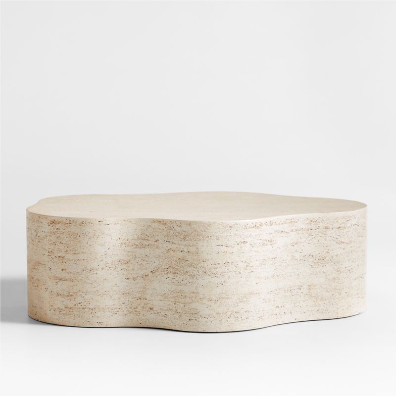 Fleur Faux Travertine Resin 52" Coffee Table - image 0 of 10