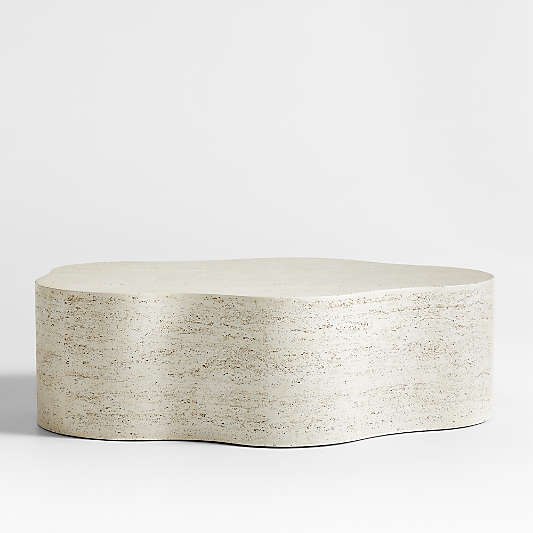 Fleur Faux Travertine Resin 52" Coffee Table