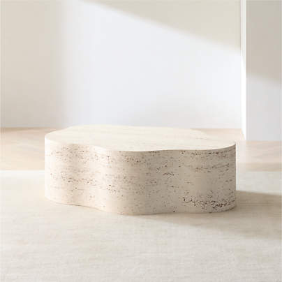 Fleur Faux Travertine Resin 52" Coffee Table