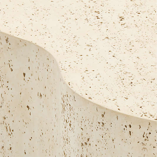 Fleur Faux Travertine Resin 24" Side Table