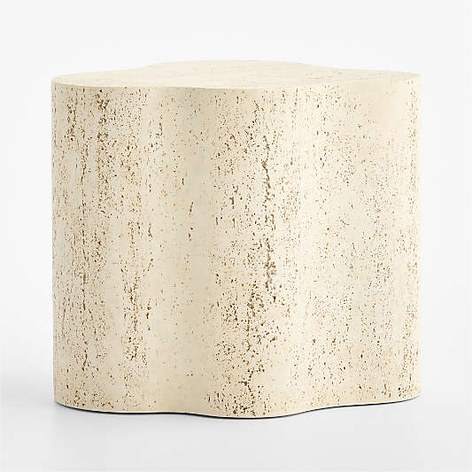 Fleur Faux Travertine Resin 24" Side Table