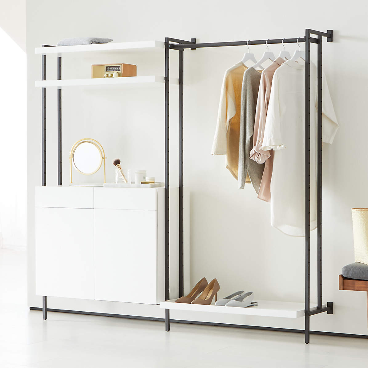 Clothes cabinet best sale with shelves