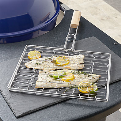View Flexible Grill Basket with Wood Handle details