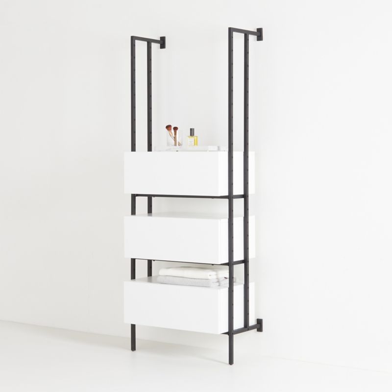 Flex White 3-Drawer Bookcase