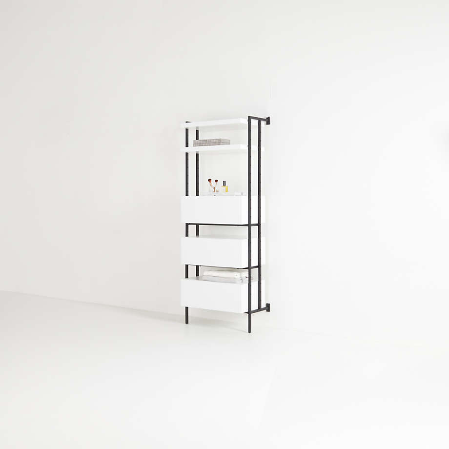 Flex White 3 Drawer 2 Shelf Bookcase, White 2 Shelf Bookcase