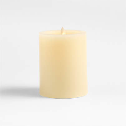 Ivory Flicker Flameless 4"x5" Wax Pillar Candle