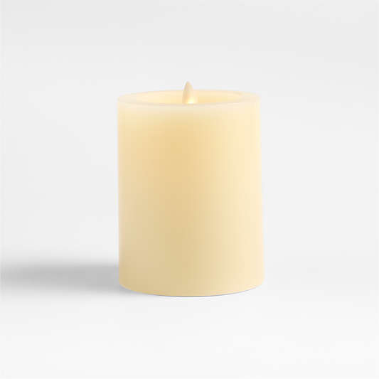 Ivory Flicker Flameless 4"x5" Wax Pillar Candle