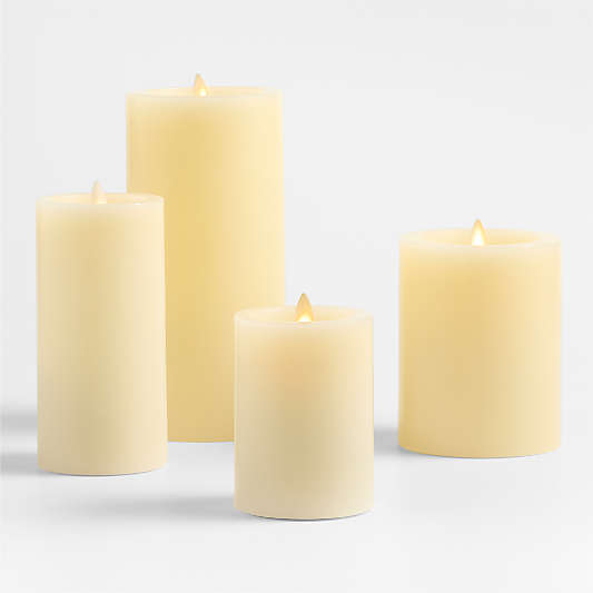 Ivory Flicker Flameless 4"x8" Wax Pillar Candle