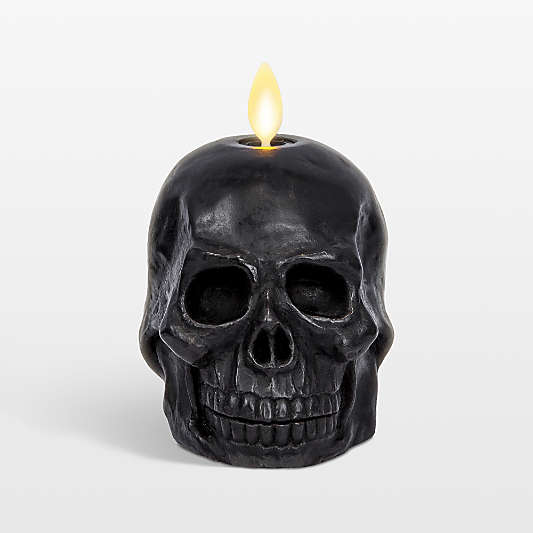 Flicker Flameless Black Skull Candle