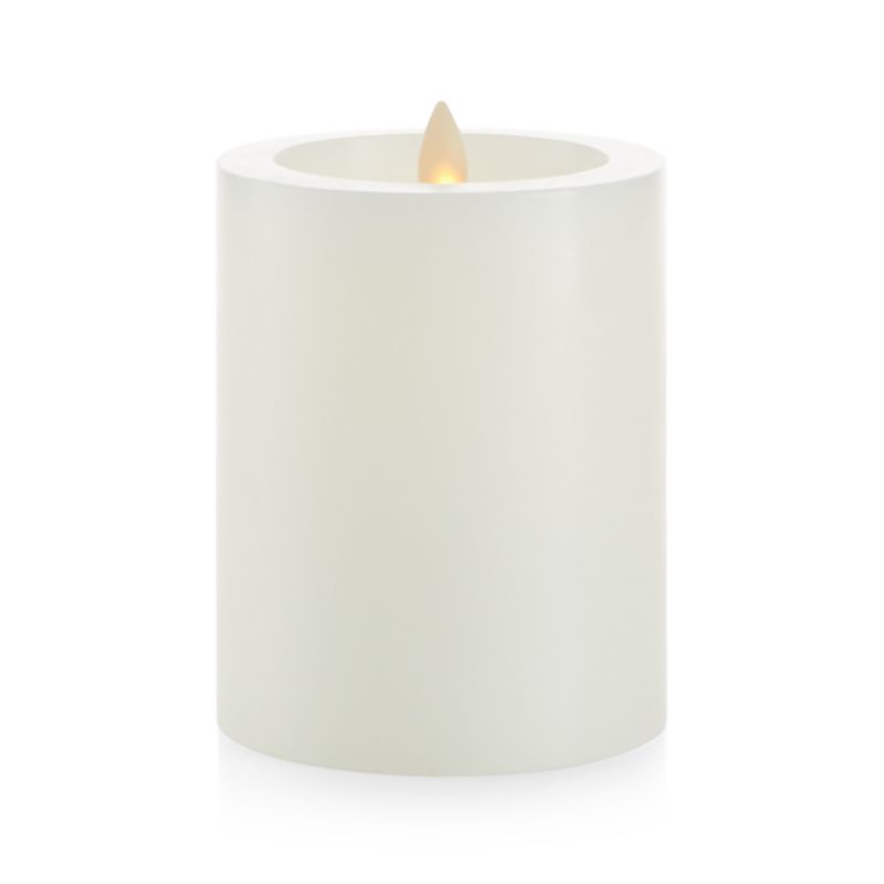 Warm White Flicker Flameless 4"x5" Wax Pillar Candle