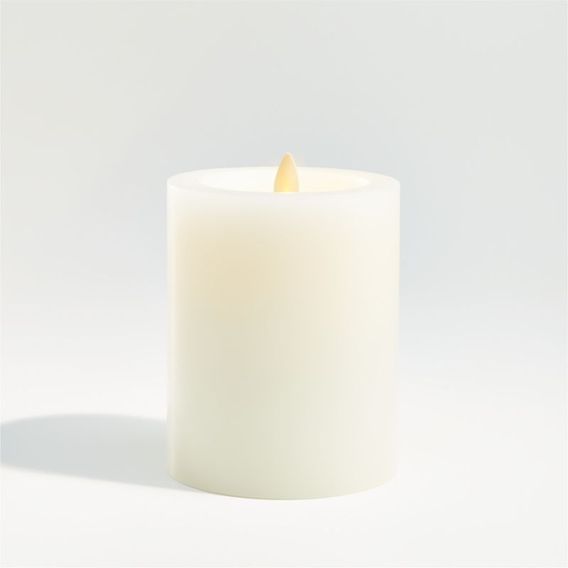 Warm White Flicker Flameless 4"x5" Wax Pillar Candle