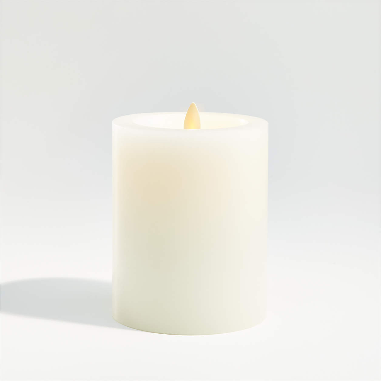 Warm White Flicker Flameless 4"x5" Wax Pillar Candle + Reviews Crate & Barrel Canada