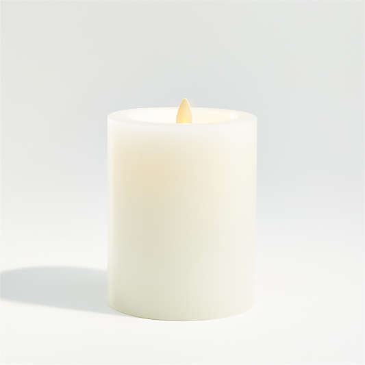 Warm White Flicker Flameless 4"x5" Wax Pillar Candle