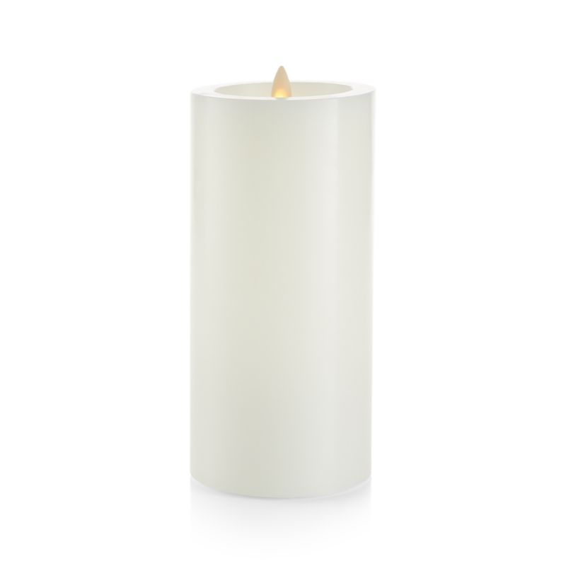 Warm White Flicker Flameless 4"x8" Wax Pillar Candle